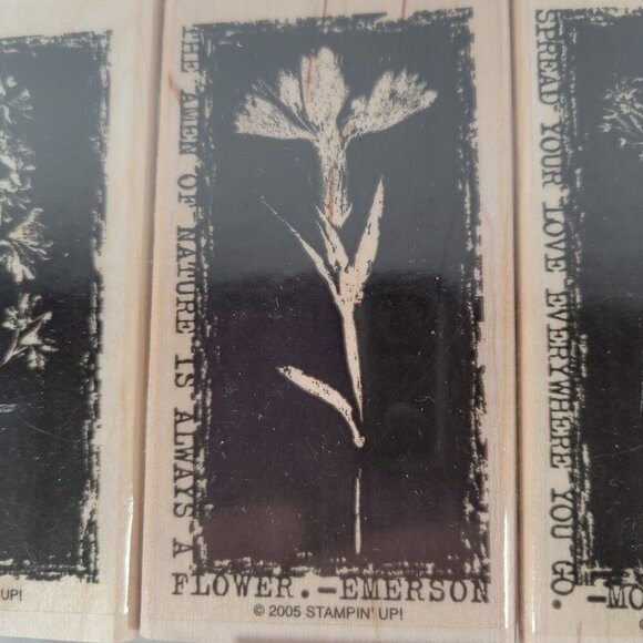 Stampin' Up! Reverse Prints Set of 3 Floral Religious Inspirational Stamps 2005 - Picture 3 of 5